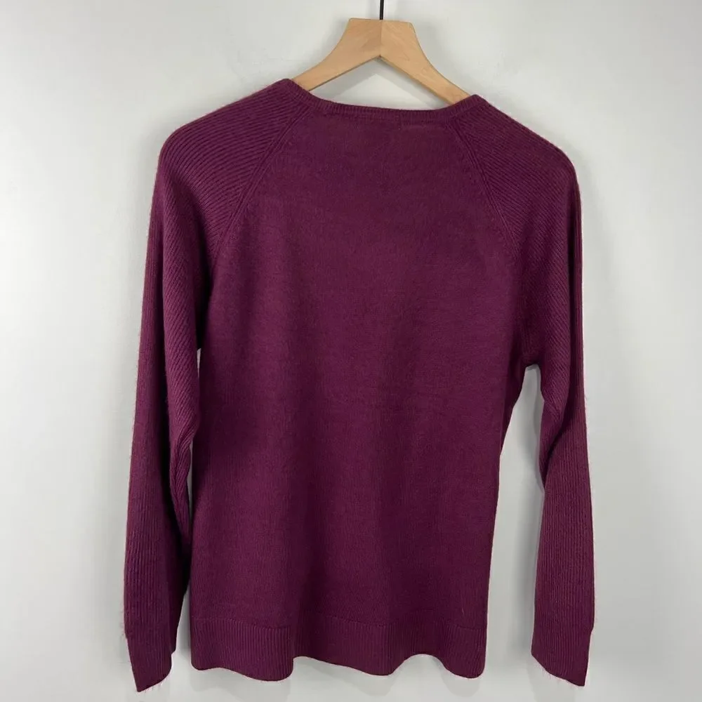 Sweet Romeo Burgundy Long Sleeve Soft Fuzzy Sweater